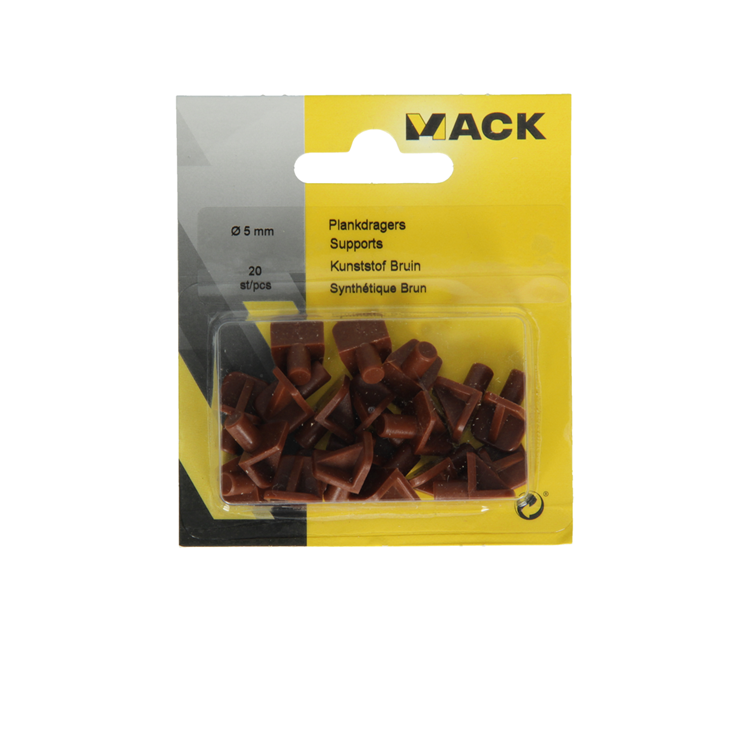 Mack 1015840 - 20 Regalträger Kunststoff braun ø 5 mm | 5 Stück