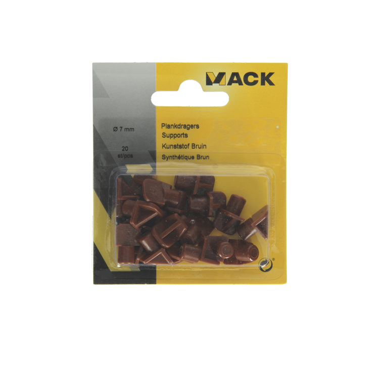 Mack 1015842 - 20 Regalträger Kunststoff braun ø 7 mm | 5 Stück