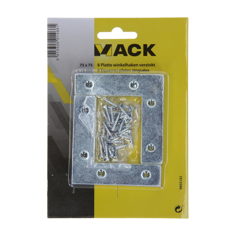 Mack 1013586 - 8 flache Quadrate verzinkt 75x75x18x2mm | 10 Stück