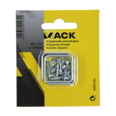 Mack 1013294 - 4 gefaltete Quadrate verzinkt 25x25x15x2mm | 10 Stück