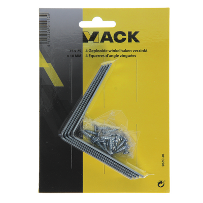 Mack 1013298 - 4 gefaltete Quadrate verzinkt 75x75x18x2mm | 10 Stück