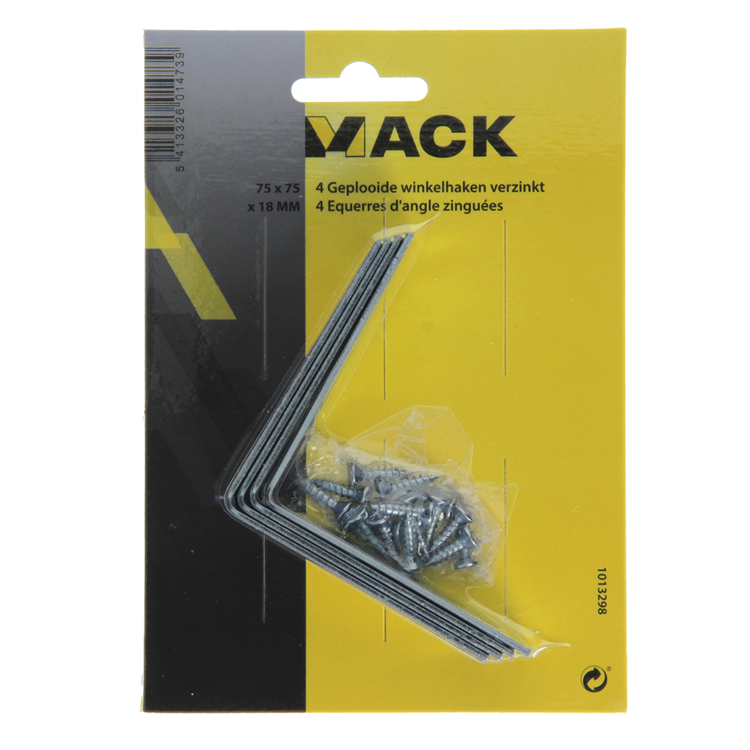 Mack 1013298 - 4 gefaltete Quadrate verzinkt 75x75x18x2mm | 10 Stück