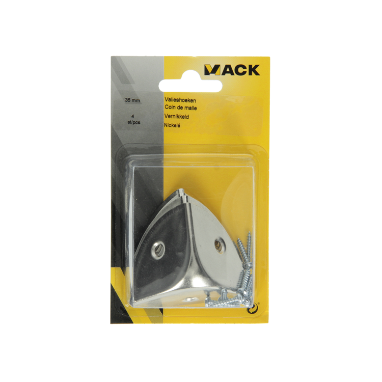 Mack 1013346 - 4 vernickelte Kofferecken 35 mm | 5 Stück