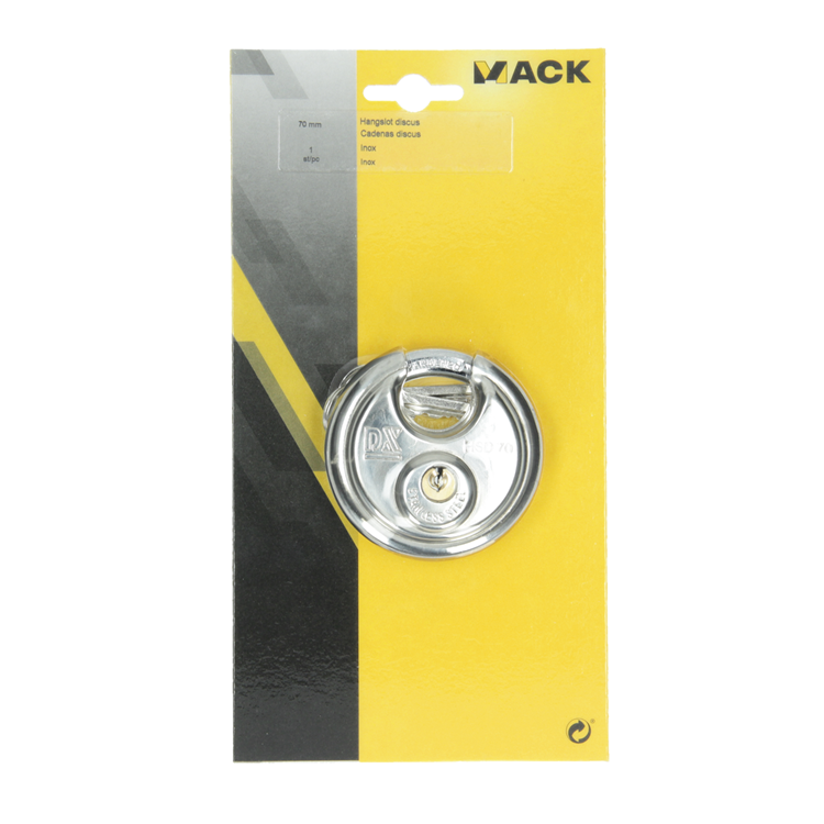 Mack 1013632 - 1 Vorhängeschloss Diskus Edelstahl ø 70 mm | 5 Stück