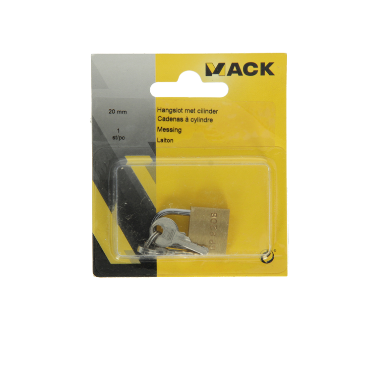 Mack 1014071 - Vorhängeschloss mit Zylinder Messing 20 mm | 10 Stück