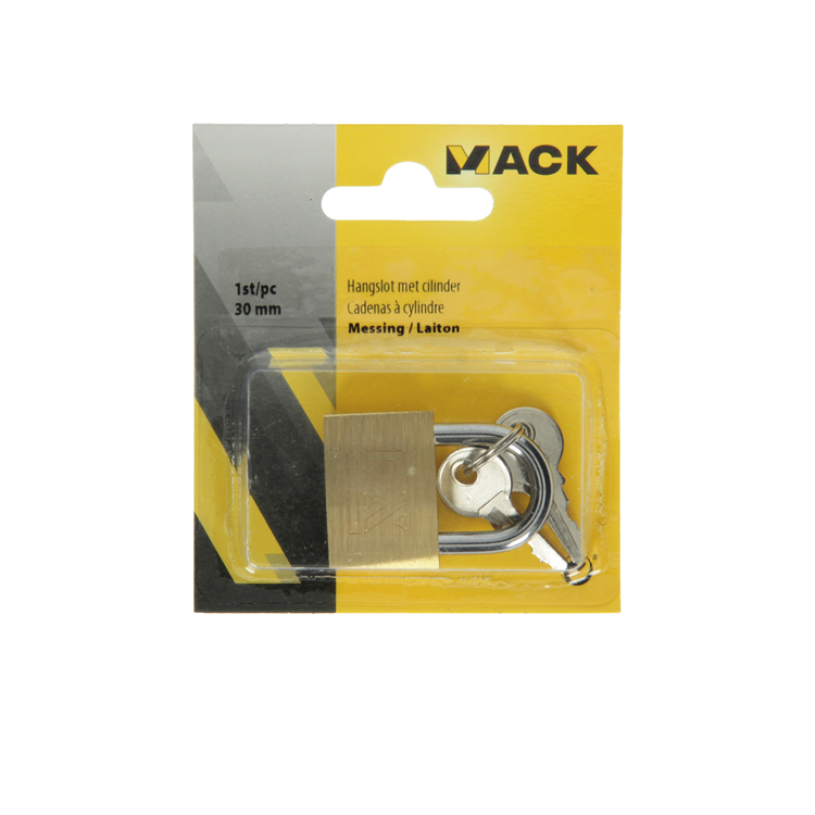 Mack 1014073 - Vorhängeschloss mit Zylinder Messing 30 mm | 10 Stück