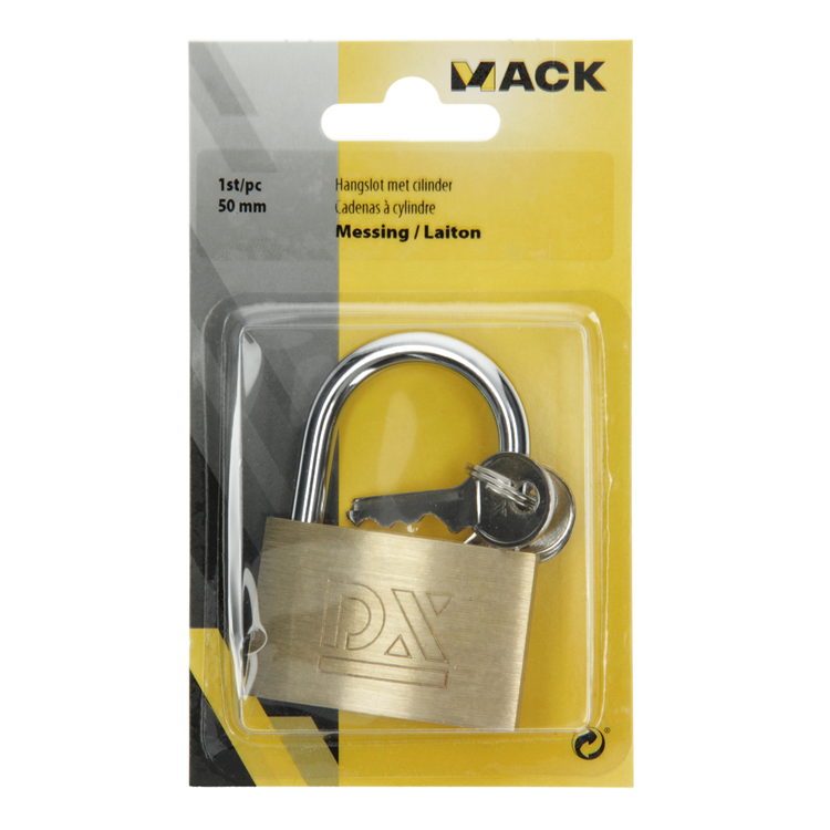 Mack 1014075 - Vorhängeschloss mit Zylinder Messing 50 mm | 10 Stück