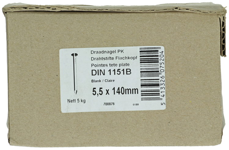 1015658 - Karton 5 kg Nägel Flachkopf 5,5x140 mm | 2 Stk
