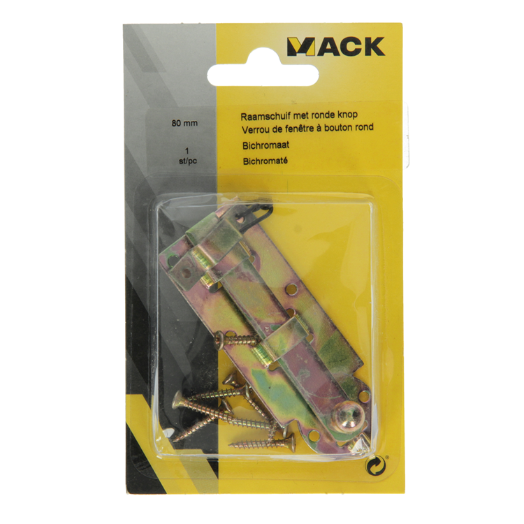 Mack 1014264 – Fensterschieber mit rundem Knopf, bichromatiert A 80 – B 20 mm | 5 Stück