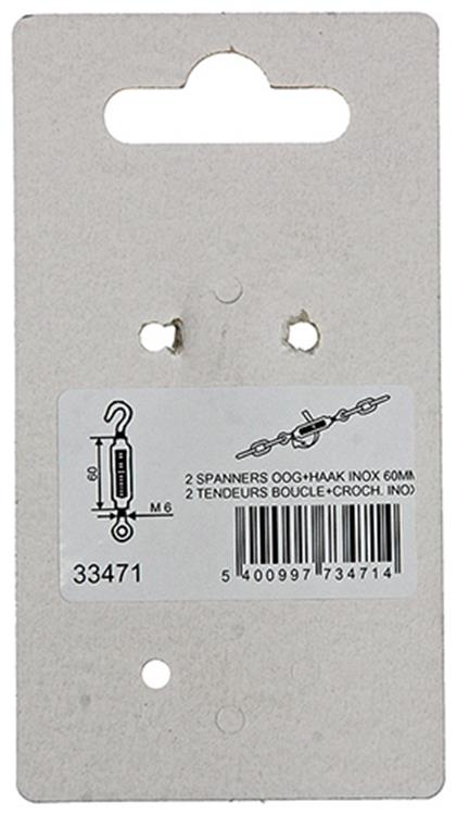 Mack 1008441 – 2 Spannösen + Haken M6 x 60 mm Edelstahl | 10 Stück