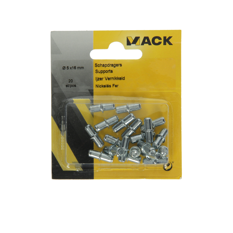 Mack 1013701 - 20 Regalträger aus verzinktem Stahl ø 5 x 16 mm | 5 Stück