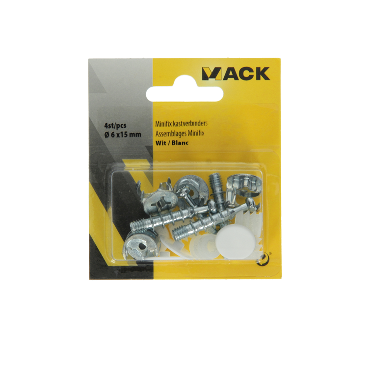 Mack 1013703 - 4 Schrankverbinder Minifix weiß m6x15mm | 5 Stück