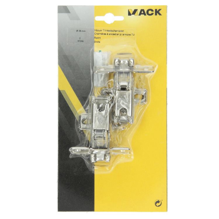 Mack 1013696 – 2 Einbau-TV-Schrankscharniere gerade 35 mm | 5 Stück