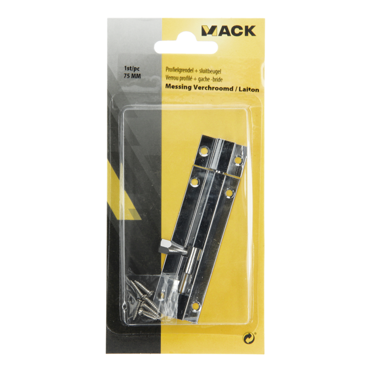 Mack 1013685 – 1 Schieberiegel Messing verchromt A 75 – B 16 mm | 5 Stück