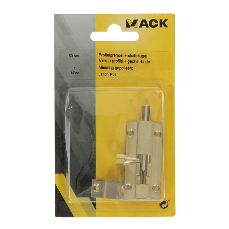 Mack 1013681 – 1 Schieberiegel Messing poliert A 50 – B 16 mm | 5 Stück