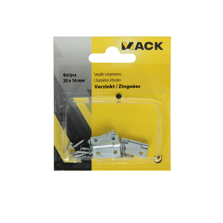 Mack 1013767 - 4 schmale Scharniere verzinkt H 20 x B 16 mm | 5 Stück