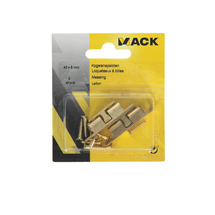 Mack 1013771 - 2 Kugelschnappverschlüsse Messing H 44 x B 8 mm | 5 Stück