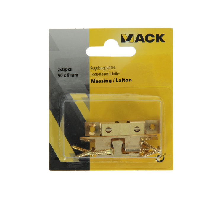 Mack 1013772 - 2 Kugelschnappverschlüsse Messing H 49 x B 9 mm | 5 Stück