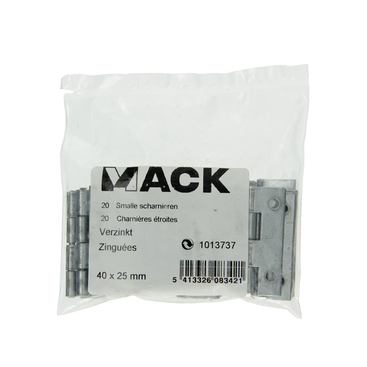 Mack 1013737 – 20 schmale Scharniere verzinkt 40 x B 25 mm | 5 Stück