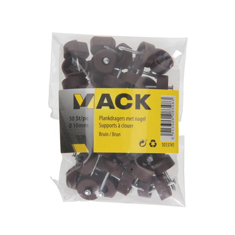 Mack 1013741 - 50 Regalträger + Nagel braun ø 10 mm | 10 Stück