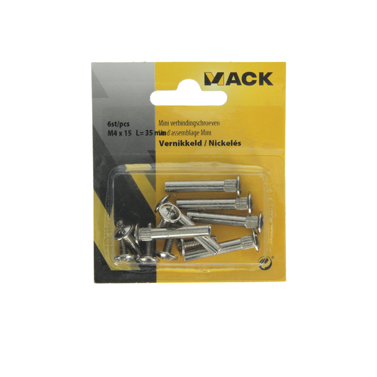 Mack 1013783 - 6 Mini-Verbindungsschrauben vernickelt ø 5 mm 30-40 mm | 10 Stück