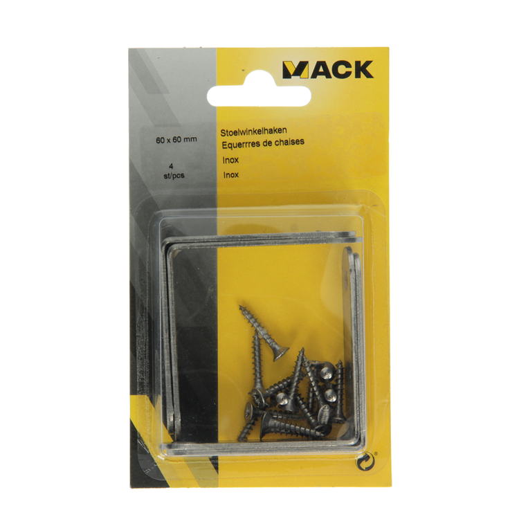 Mack 1013775 - 4 Stuhlhaken Edelstahl 60x60mm | 10 Stück