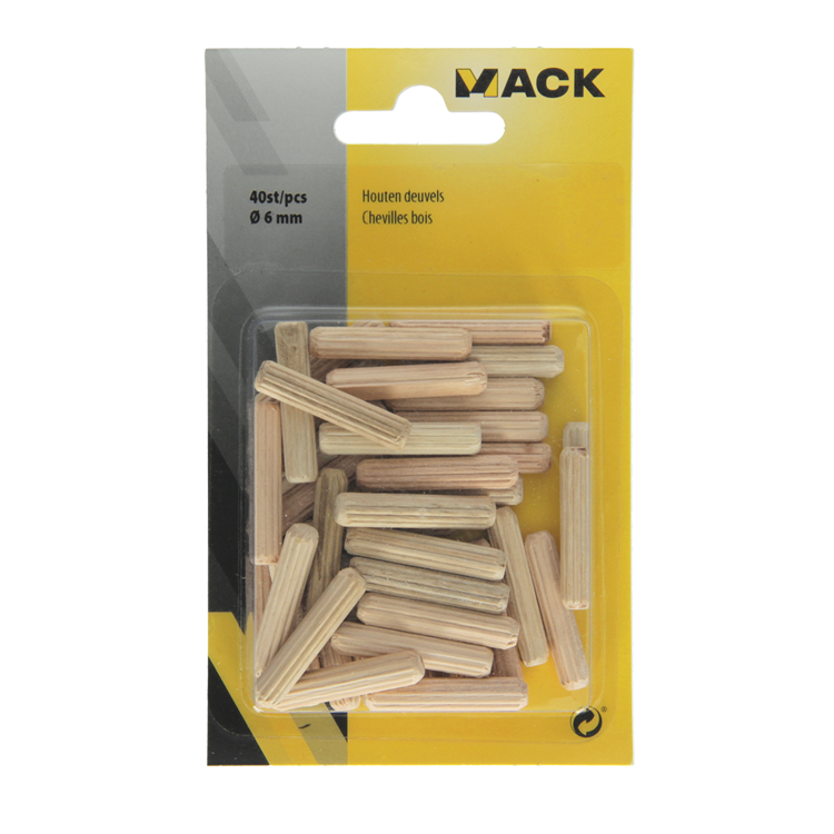 Mack 1013777 - 40 Holzdübel ø 6 mm | 5 Stück