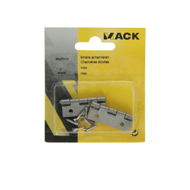 Mack 1013708 - 2 schmale Scharniere aus Edelstahl H 35 x B 22 mm | 5 Stück