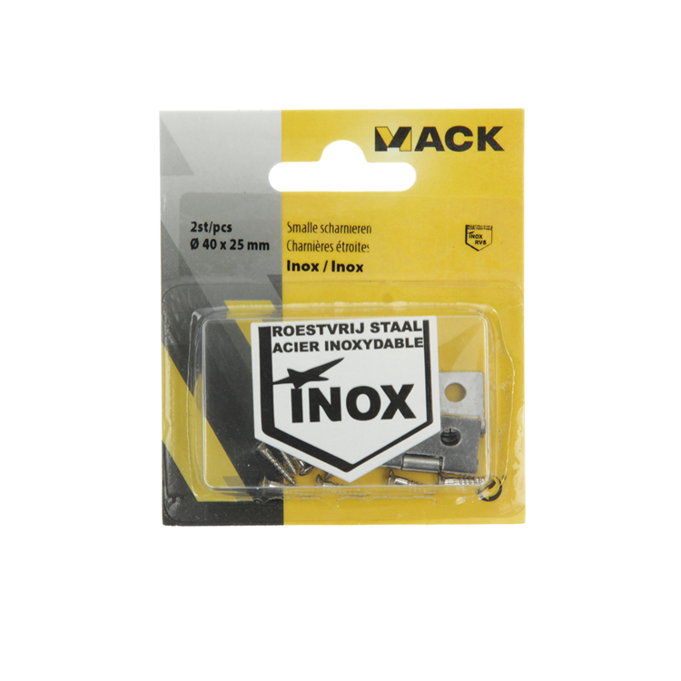 Mack 1013709 - 2 schmale Scharniere aus Edelstahl H 40 x B 25 mm | 5 Stück