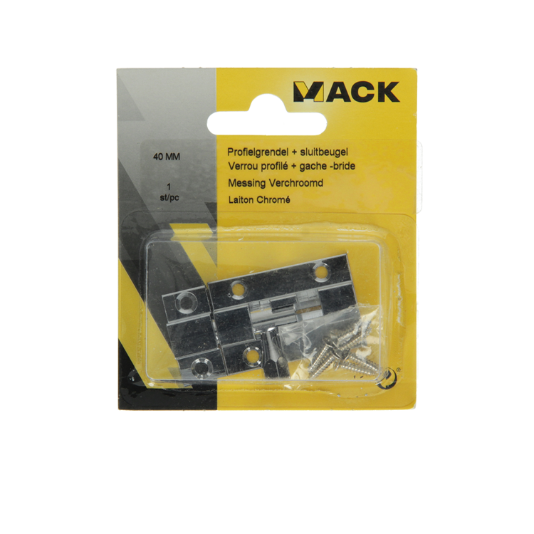 Mack 1013715 – 1 Schieberiegel Messing verchromt A 40 – B 13 mm | 5 Stück
