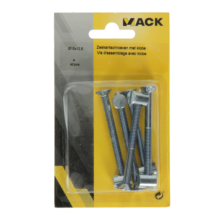Mack 1013836 - 4 Verbindungsschrauben mit Kreuzmutter M6x70 + M10x12,5 | 5 Stück