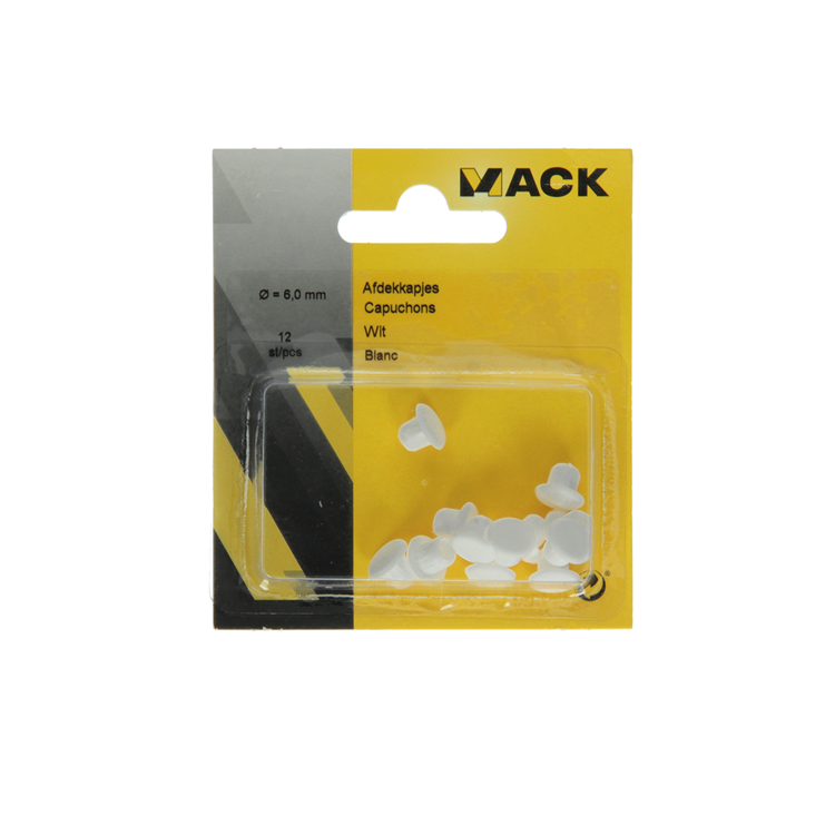 Mack 1014489 - 12 weiße Abdeckkappen ø 6 mm | 5 Stück