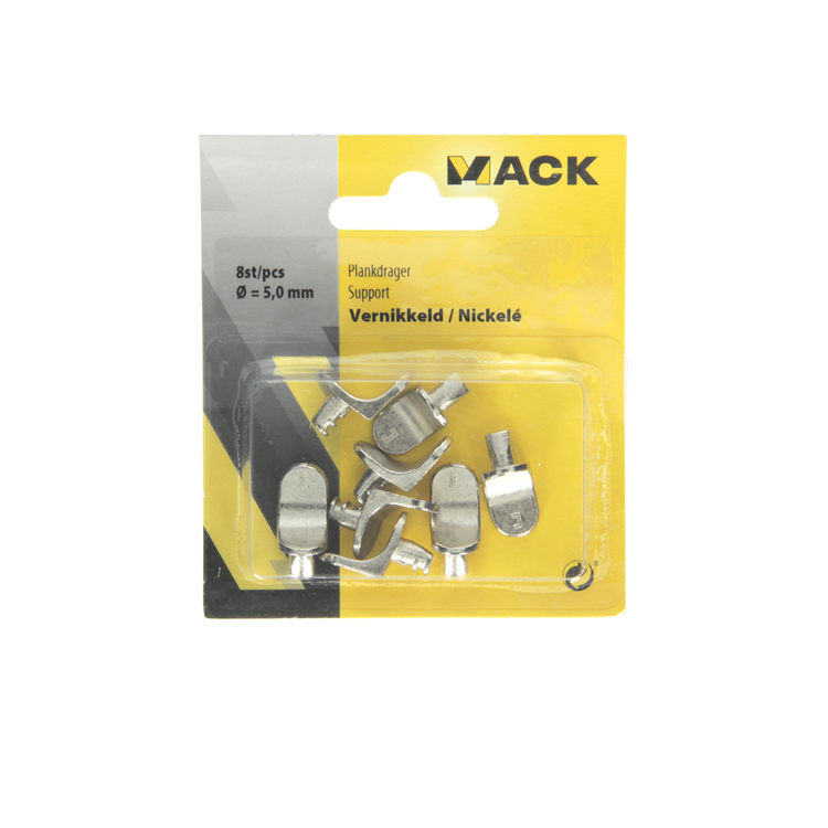 Mack 1014491 - 8 Regalträger vernickelt ø 5 mm | 5 Stück
