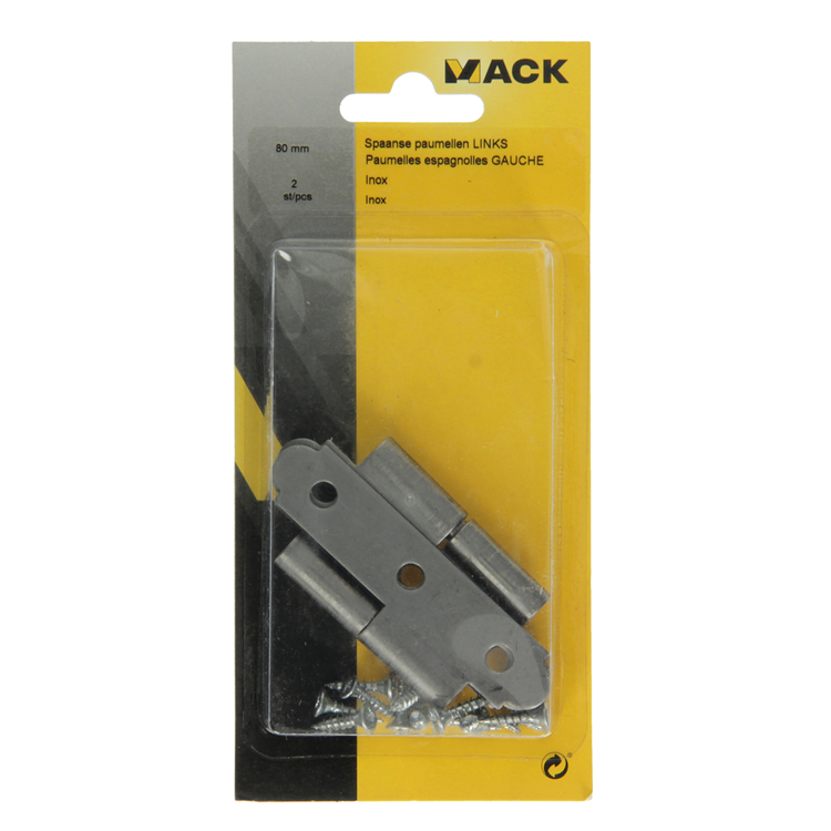 Mack 1013707 - 2 spanische Scharniere links Edelstahl H 80 - B 45 mm | 5 Stück