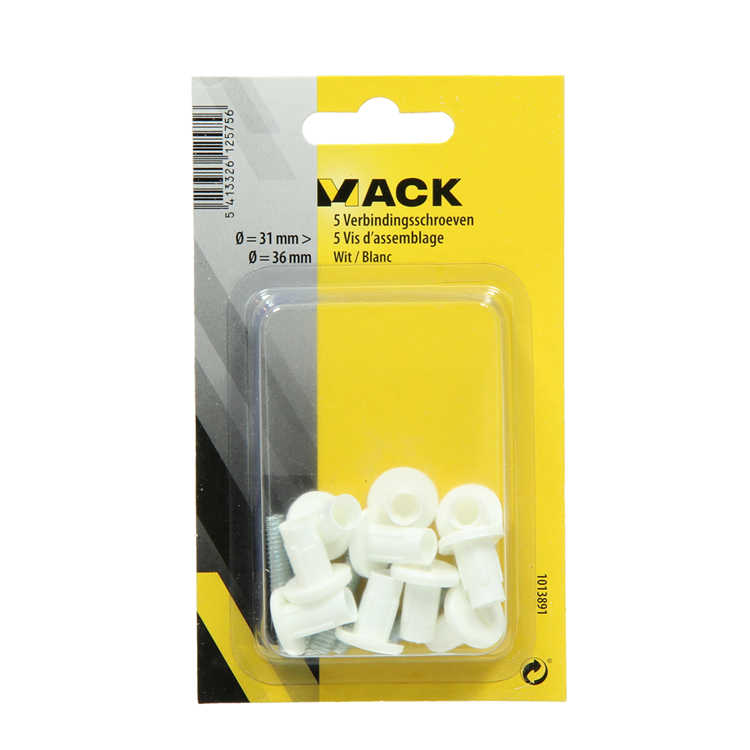 Mack 1013891 - 5 Verbindungsschrauben weiß 30-40mm | 10 Stück