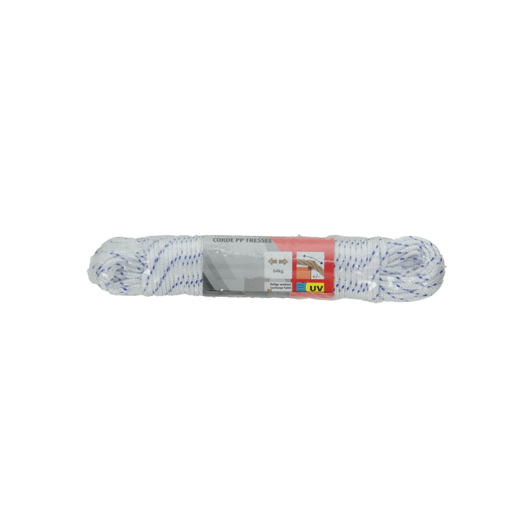 Mack 1014930 - PP-Geflecht, weiß, blau, Litze, 2 mm, 20 m | 5 Stück