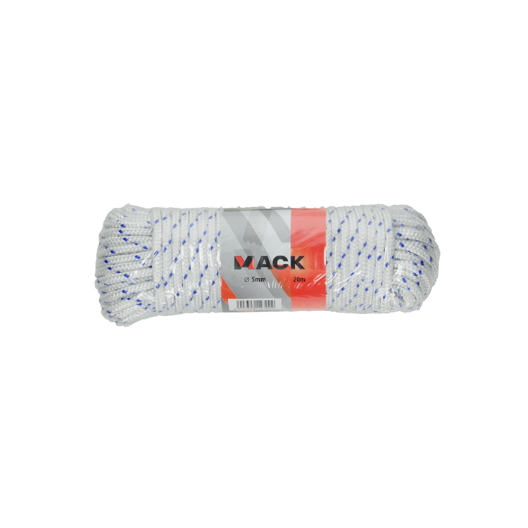Mack 1014932 – PP-Geflecht, weiß, blau, Litze, 5 mm, 20 m | 5 Stück