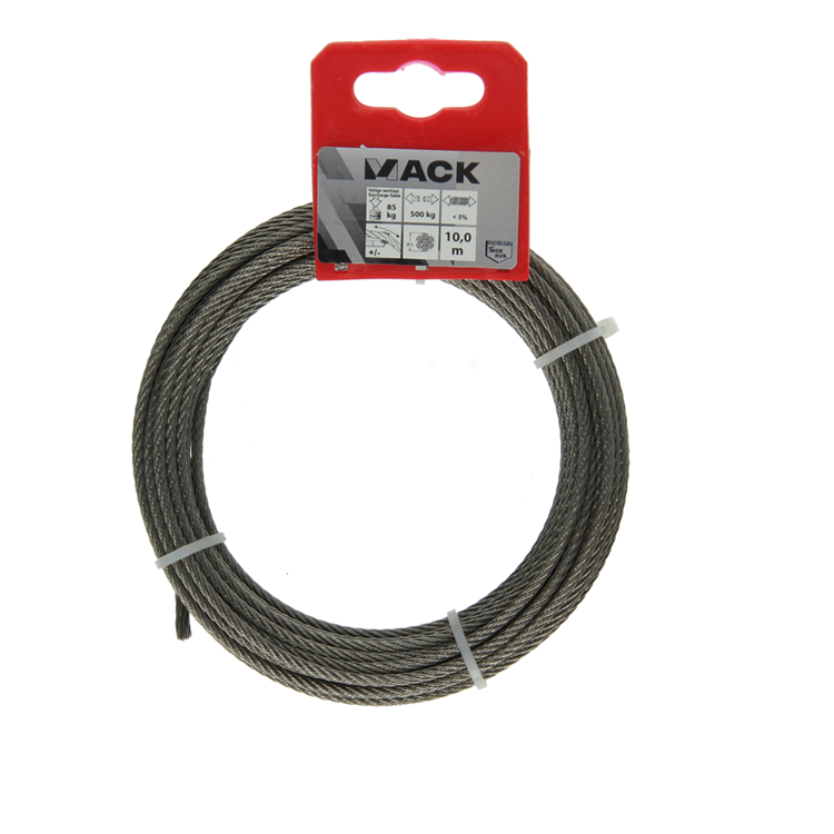 Mack 1015193 – Stahlseil 7x7 Edelstahl Aisi 316 103 mm Tragfähigkeit 90 kg DIN EN 12385-4 | 5 Stück