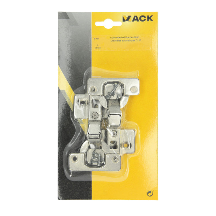 Mack 1013908 – 2 automatische Klickscharniere 9 mm + Kreuzpl. | 5 Stück
