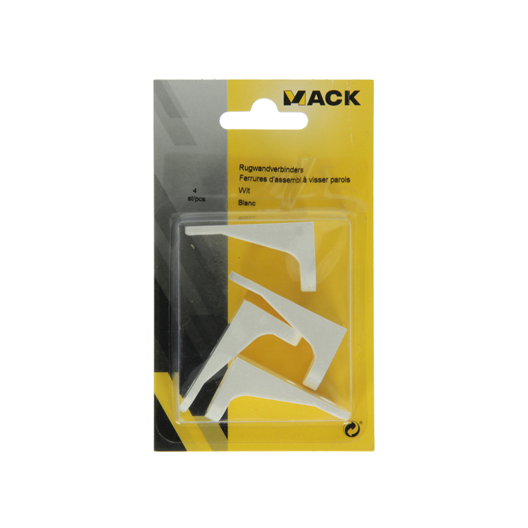 Mack 1013910 - 4 Rückwandverbinder weiß | 5 Stück