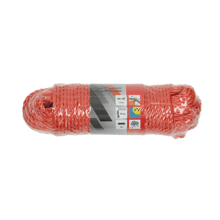Mack 1013963 - PP gedrehter orangefarbener Strang 4 mm 30 m | 5 Stück