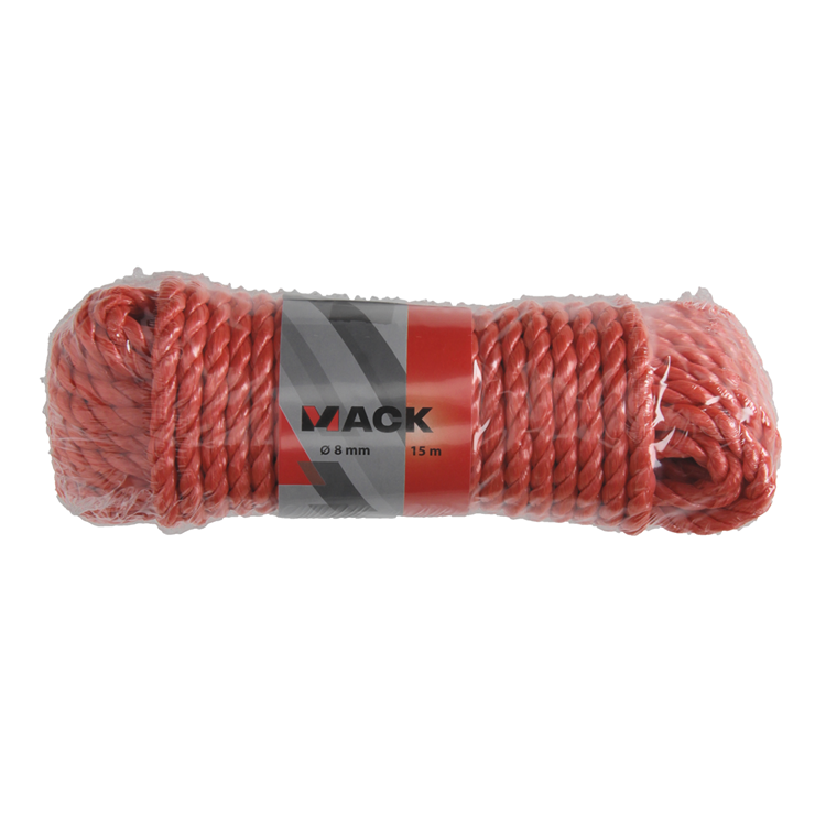 Mack 1013965 - PP gedrehter orangefarbener Strang 8 mm 15 m | 5 Stück