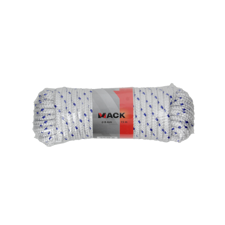 Mack 1013977 - PP-Geflecht, weiß, blau, 8 mm, 15 m | 5 Stück
