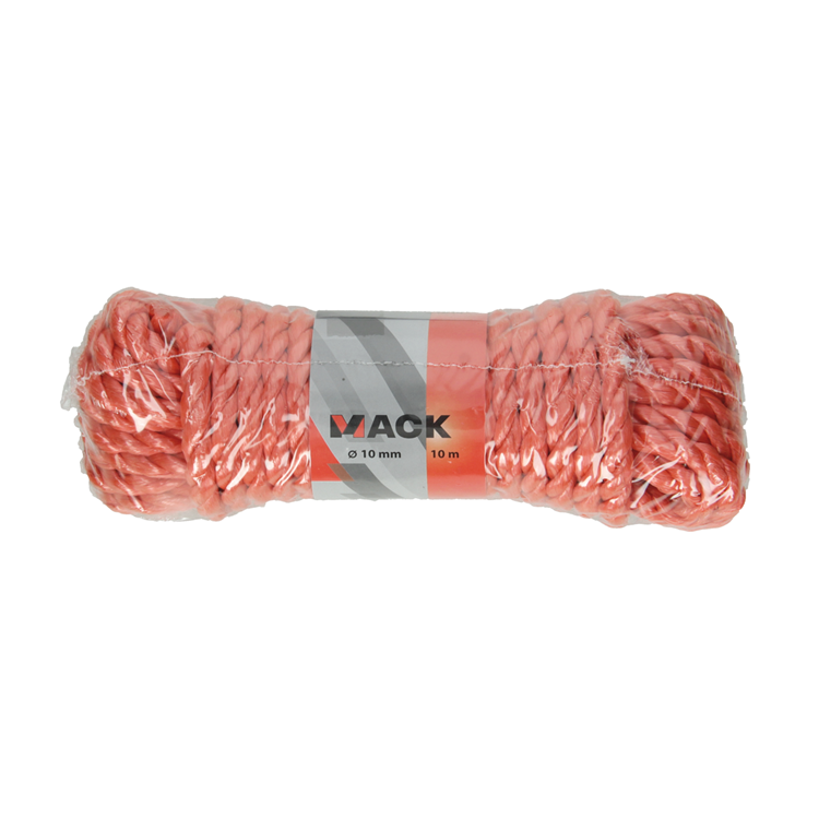 Mack 1014010 - PP gedrehter orangefarbener Strang 10 mm 10 m | 5 Stück