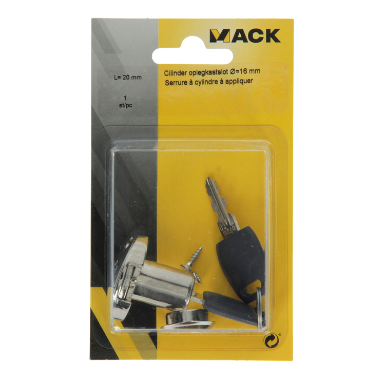 Mack 1014017 - Zylinder-Aufputz-Schrankschloss ø 16 mm l20 mm | 5 Stück