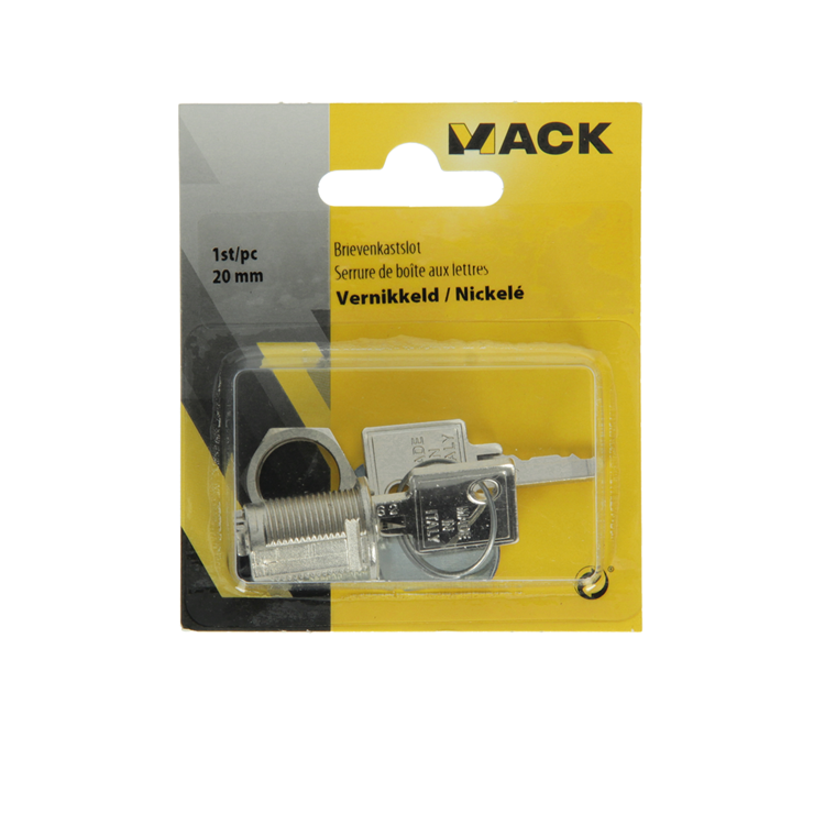 Mack 1014020 - Briefschrankschloss vernickelt 20 mm | 5 Stück