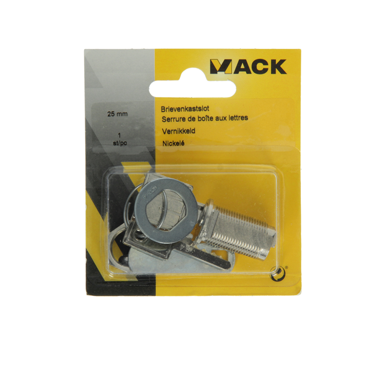 Mack 1014021 - Briefschrankschloss vernickelt 25 mm | 5 Stück