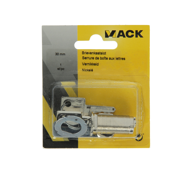 Mack 1014022 - Briefschrankschloss vernickelt 30 mm | 5 Stück