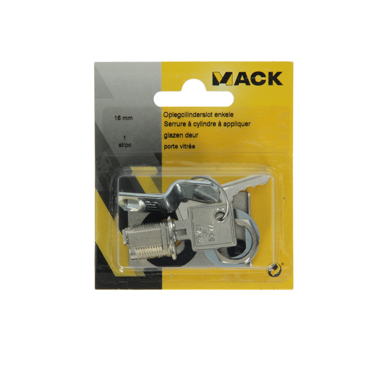 Mack 1014023 - Aufputz-Zylinderschloss Glastür 16 mm | 5 Stück