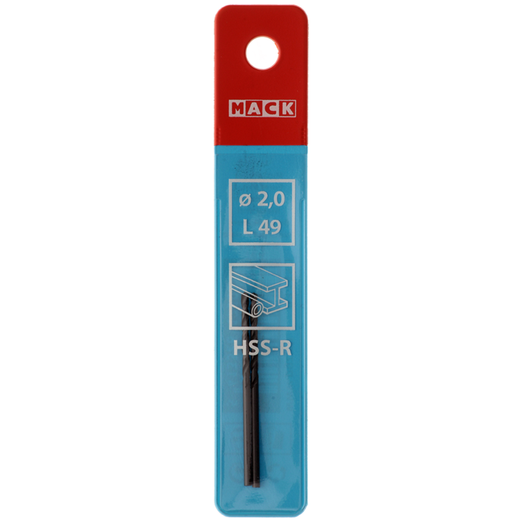 Mack 1018177 - Universalbohrer HSS R ø 2,0 x 49 mm 2 Stück | 5 Stück